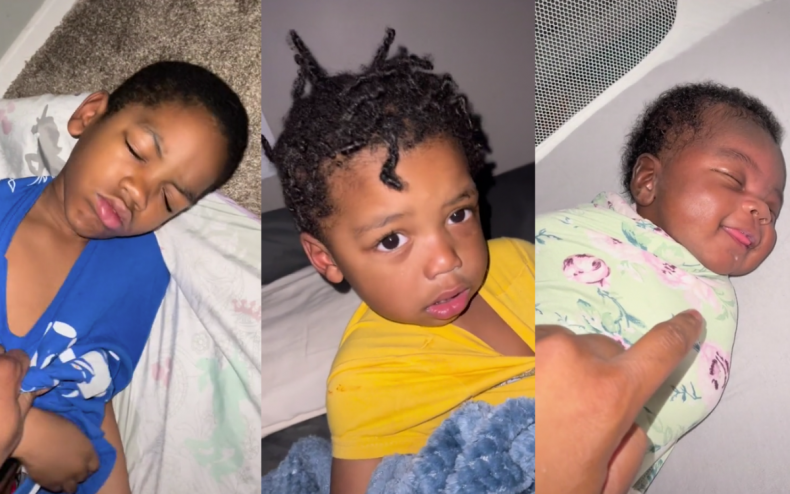 Three kids rudely awoken.