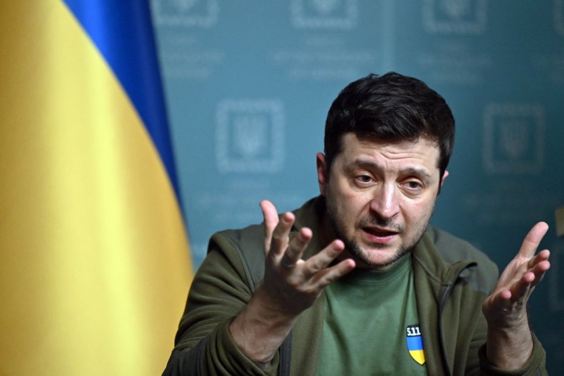 Volodymyr Zelensky speaks during a press conference