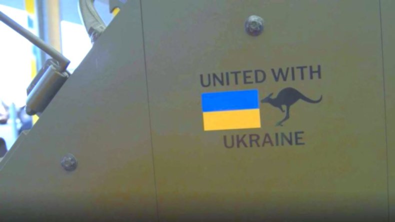 United with Ukraine decal on Australia equipment