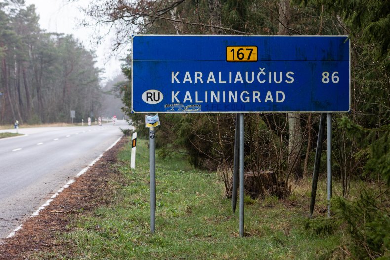 Road sign for Kaliningrad Russia in Lithuania