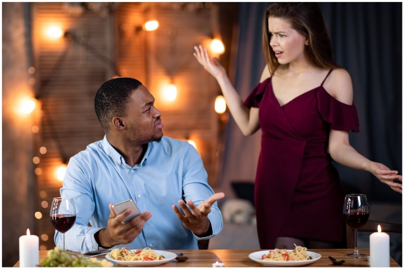 Stock image of a couple arguing
