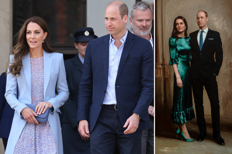 Kate Middleton Cambridge Blue Outfit Portrait 