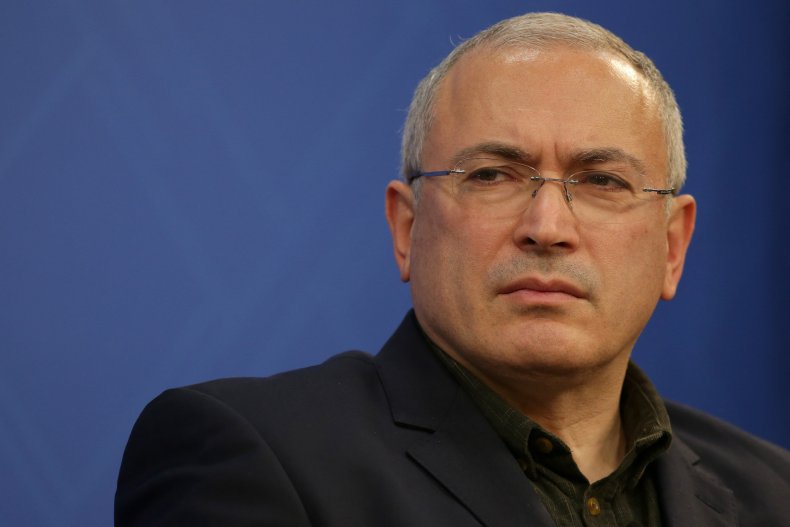 Mikhail Khodorkovsky seen at a press conference