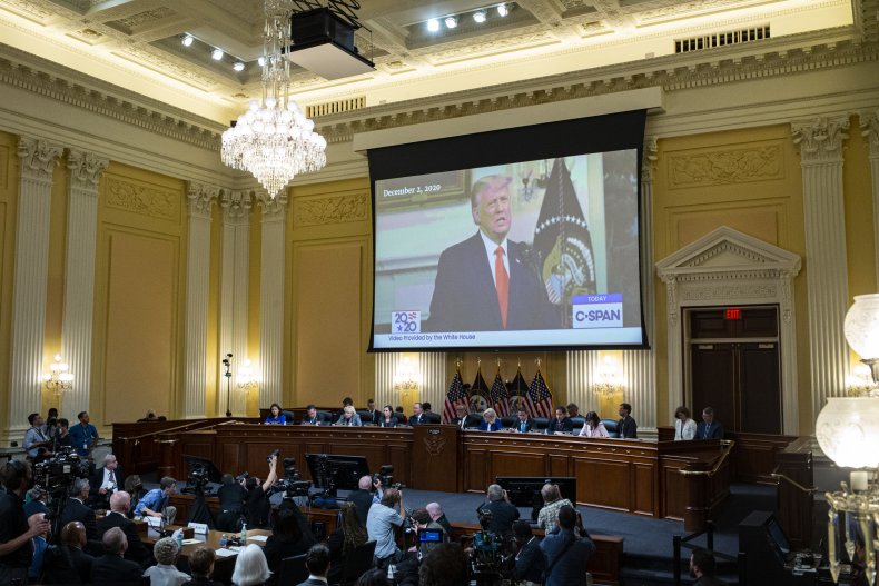 Afbeelding van Donald Trump bij het Comité van 6 januari