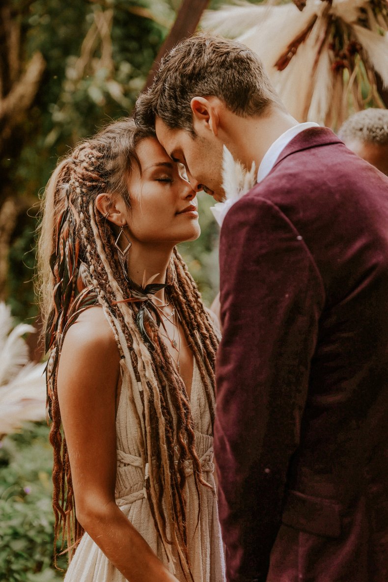 Mileena and Sam on their wedding day