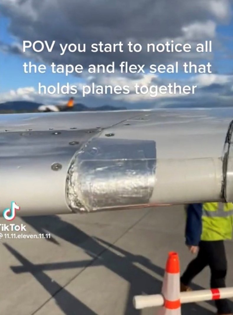 Speed tape on plane