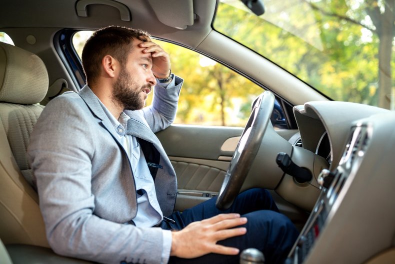 Dad distraught at wheel of car