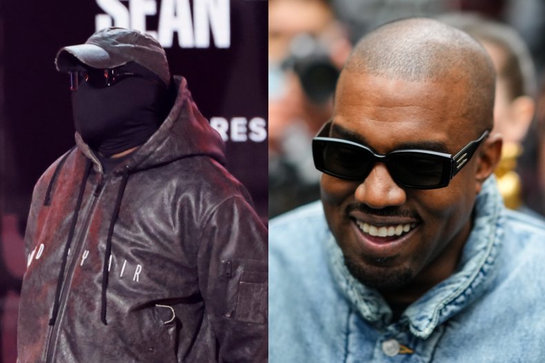 Kanye West wearing black material