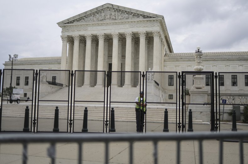 Fencing surrounds the U.S. Supreme Court as