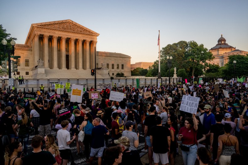 People protest in front of Supreme Court
