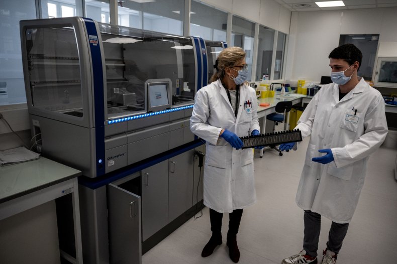 French researchers sequencing DNA