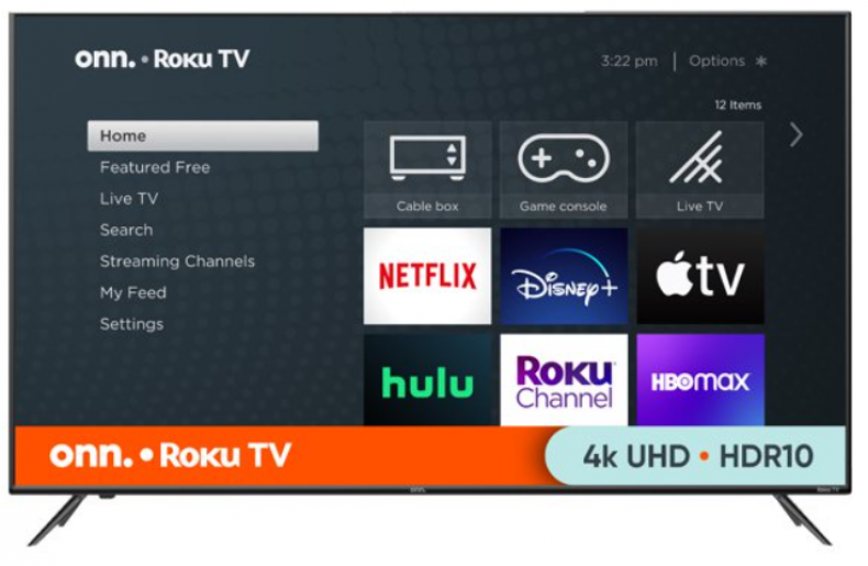 onn. 55” LED Roku Smart TV HDR