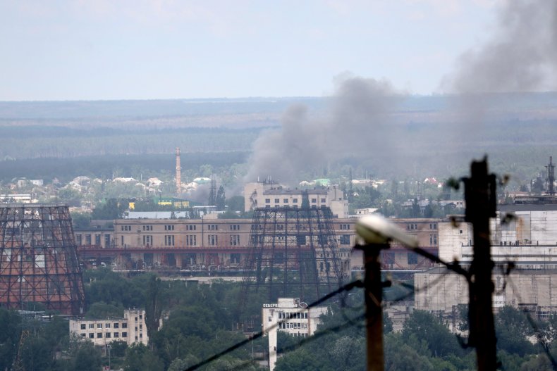 Smoke rises from Severodonetsk 