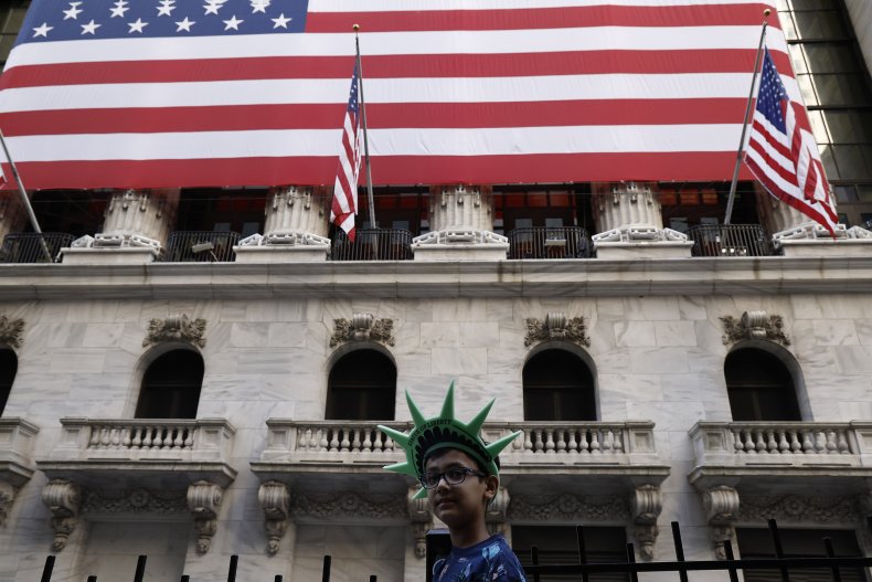 A boy celebrates July Fourth