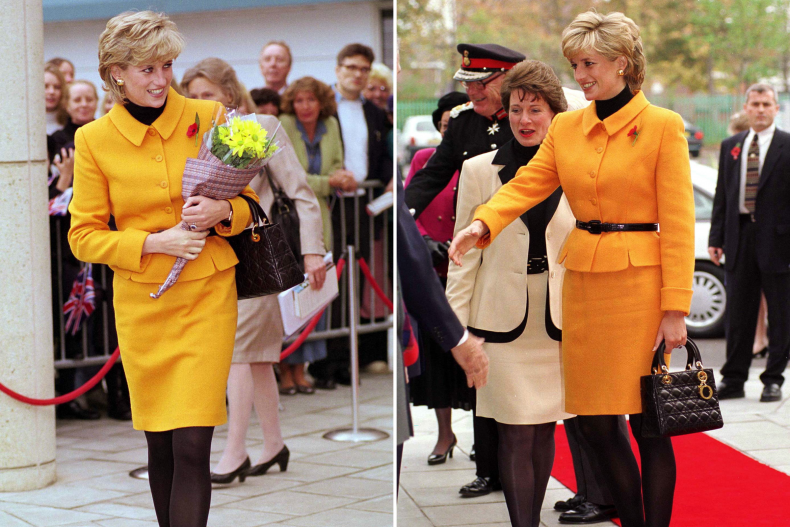 Princess Diana Versace Orange Skirt Suit