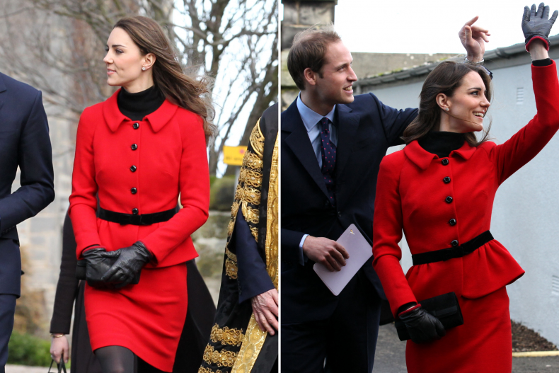 Kate Middleton red skirt suit