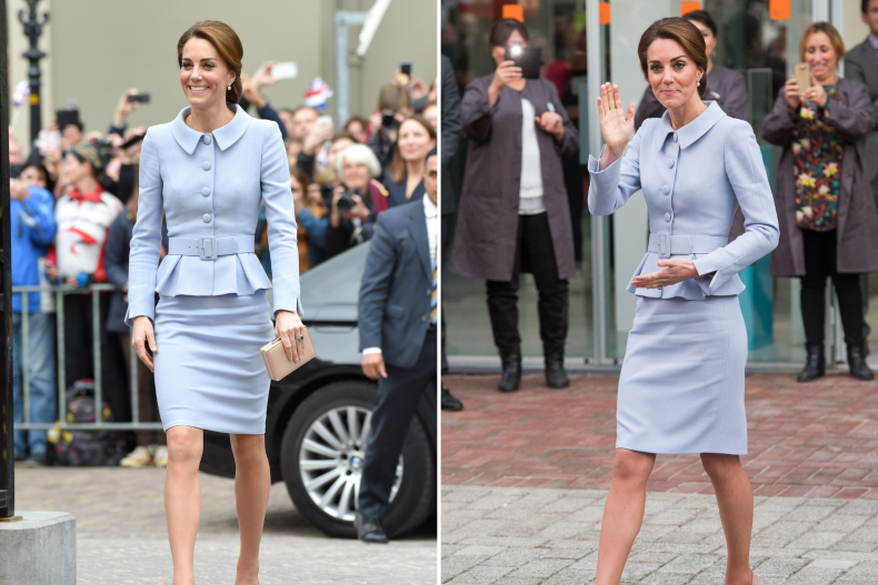 Kate Middleton blue Catherine Walker skirt suit