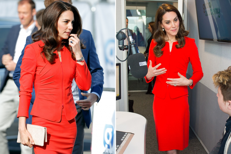 Kate Middleton Red Armani Skirt Suit