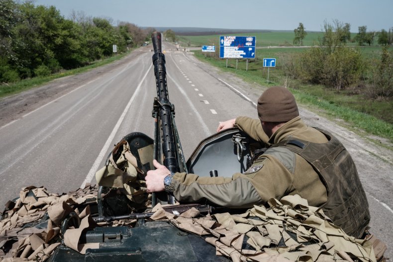 A Ukrainian soldier near Sloviansk