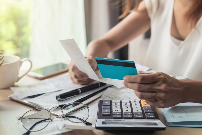 Woman with calculator