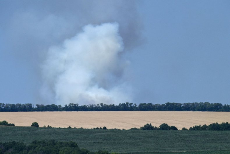 Smoke billowing after shelling