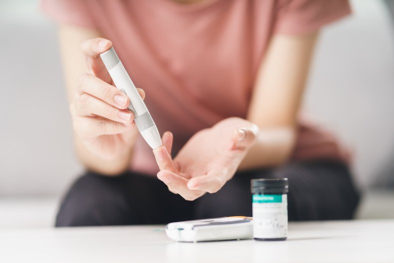 diabetic person checking sugar levels
