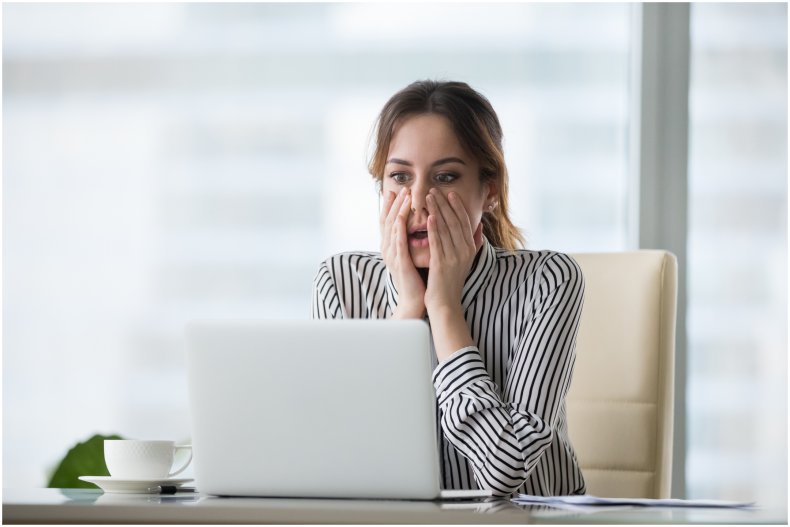 Stock image of a shocked employee