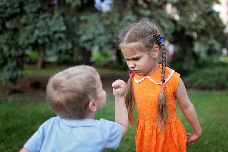 Two children fighting