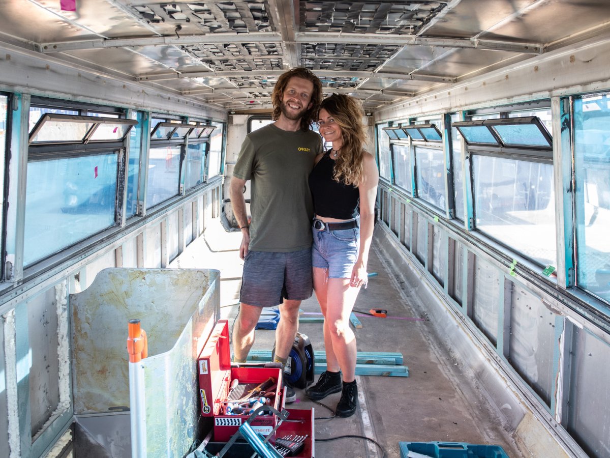 Couple Turns Old Bus Into Eco Home to Escape 'Extortionate' Monthly Rent