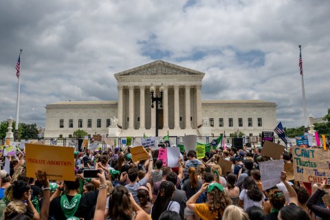 People protest outside Supreme Court