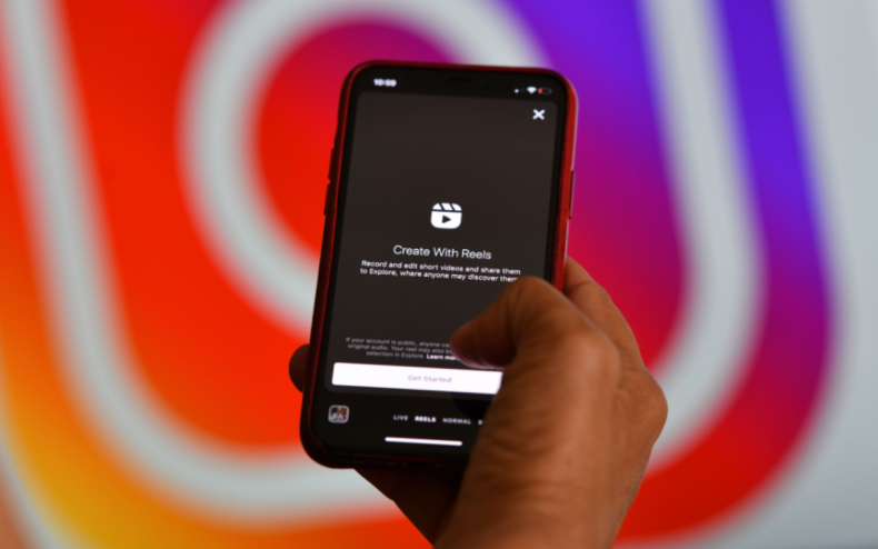 Instagram's 'Reels' video feature on a phone.
