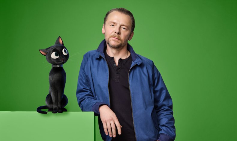 Simon Pegg and Bob the cat Luck