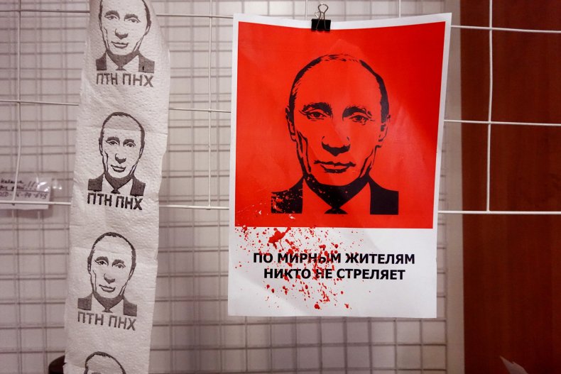 Putin poster in Sloviansk Ukraine Russia invasion