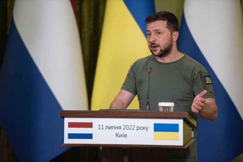 Volodymyr Zelensky pictured at Kyiv press conference