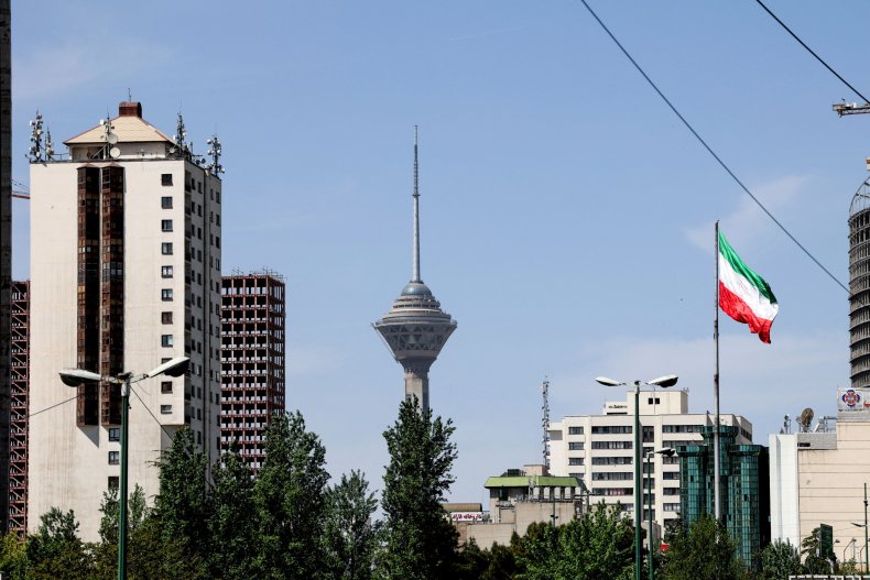 An Iranian flag flutters