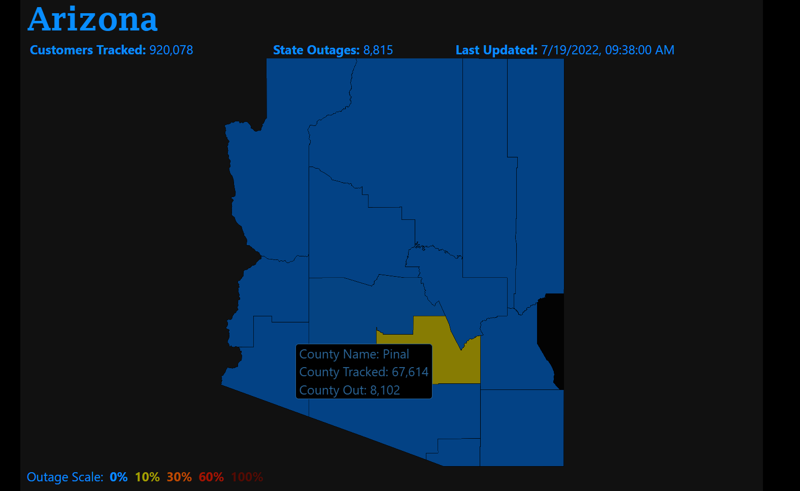 Map Arizona Counties Without Power 