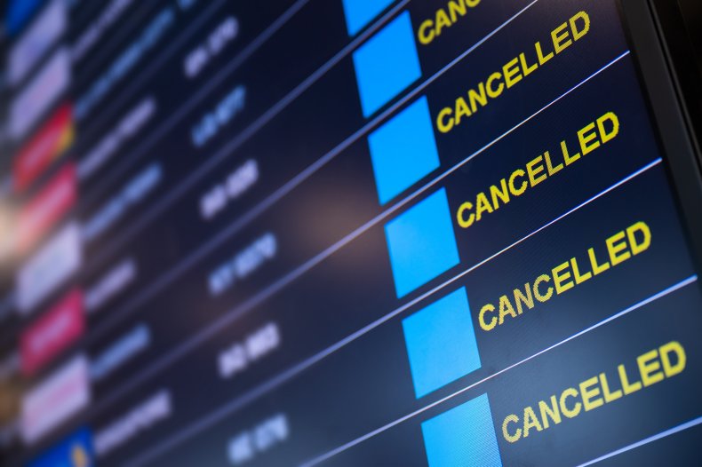 Canceled holiday on flight board