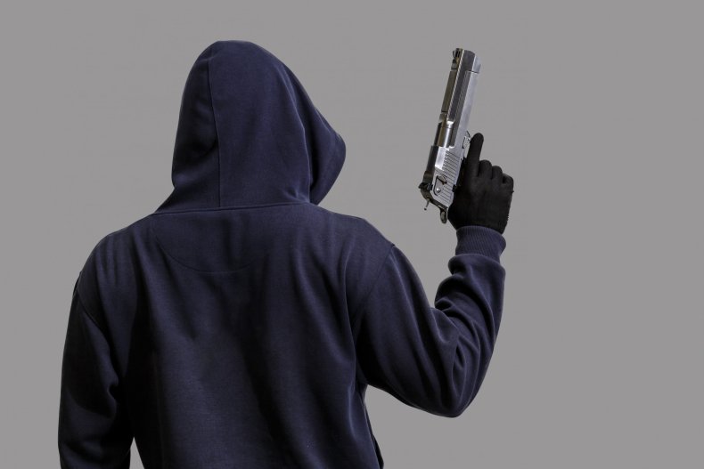 shooter black hoodie gun