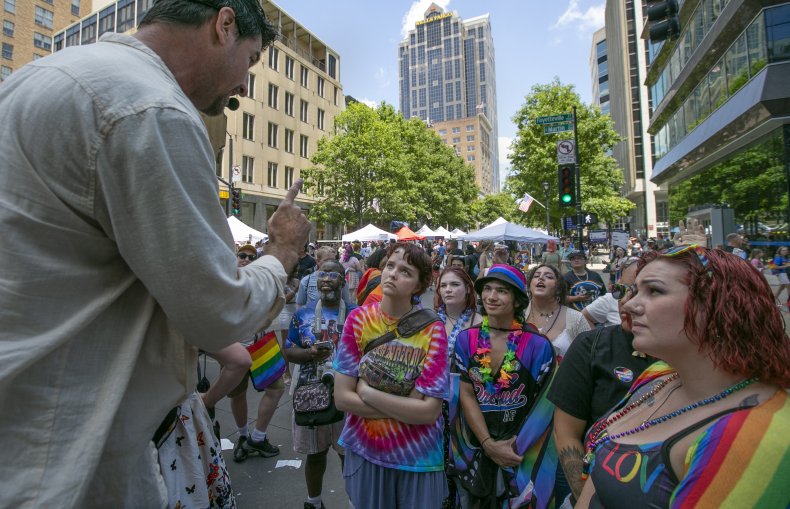 Anti, gay, protestor, pride, parade, North, Carolina