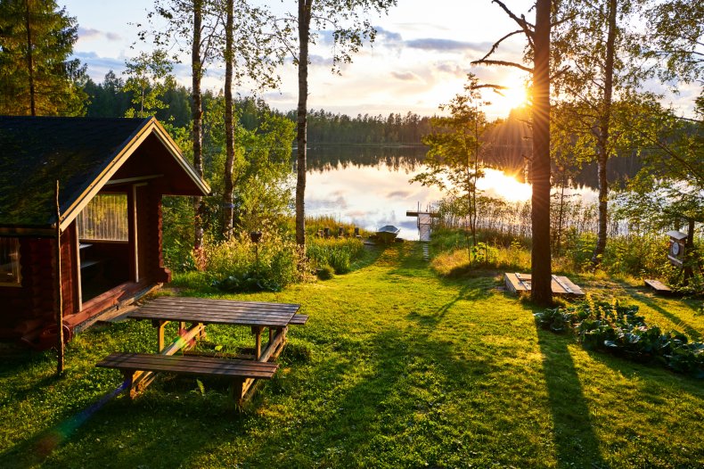Cabin on lake