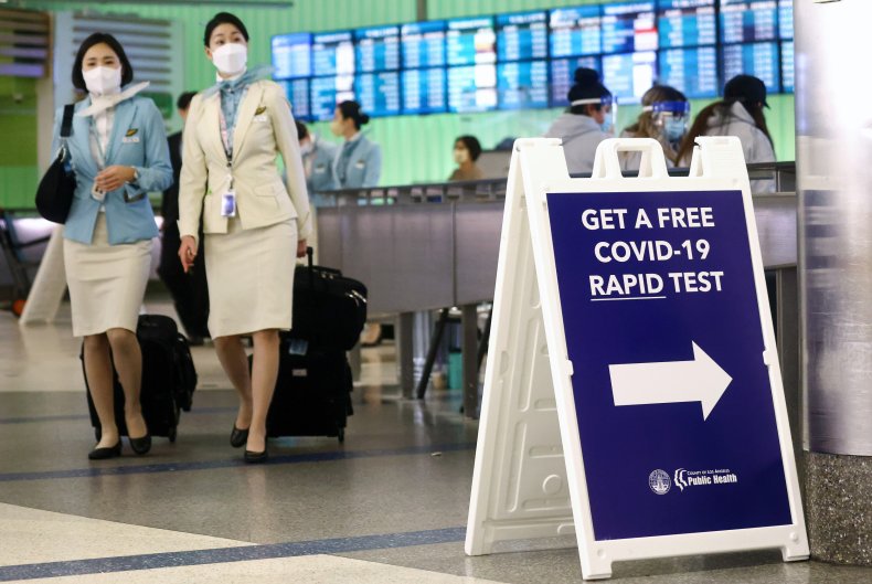 A COVID testing sign at LAX airport.