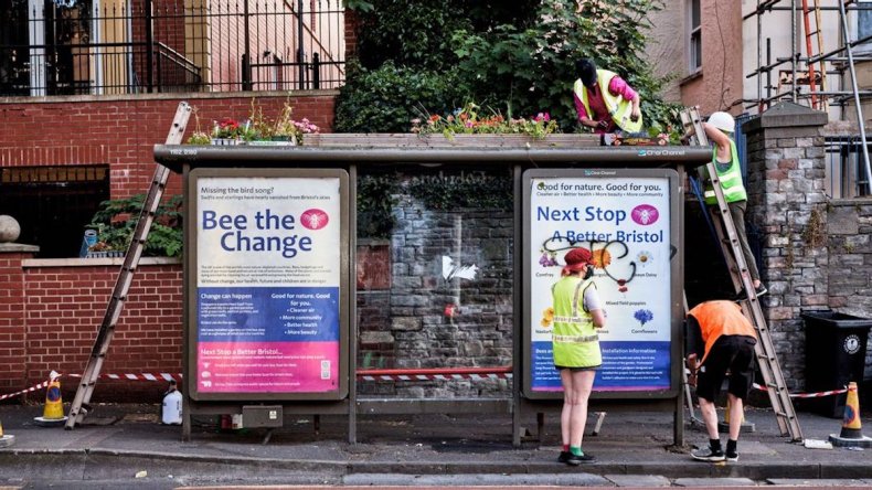 Bee The Change bus stop bee garden