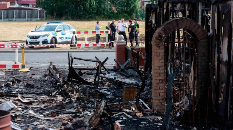 Houses burn in Barnsley, England
