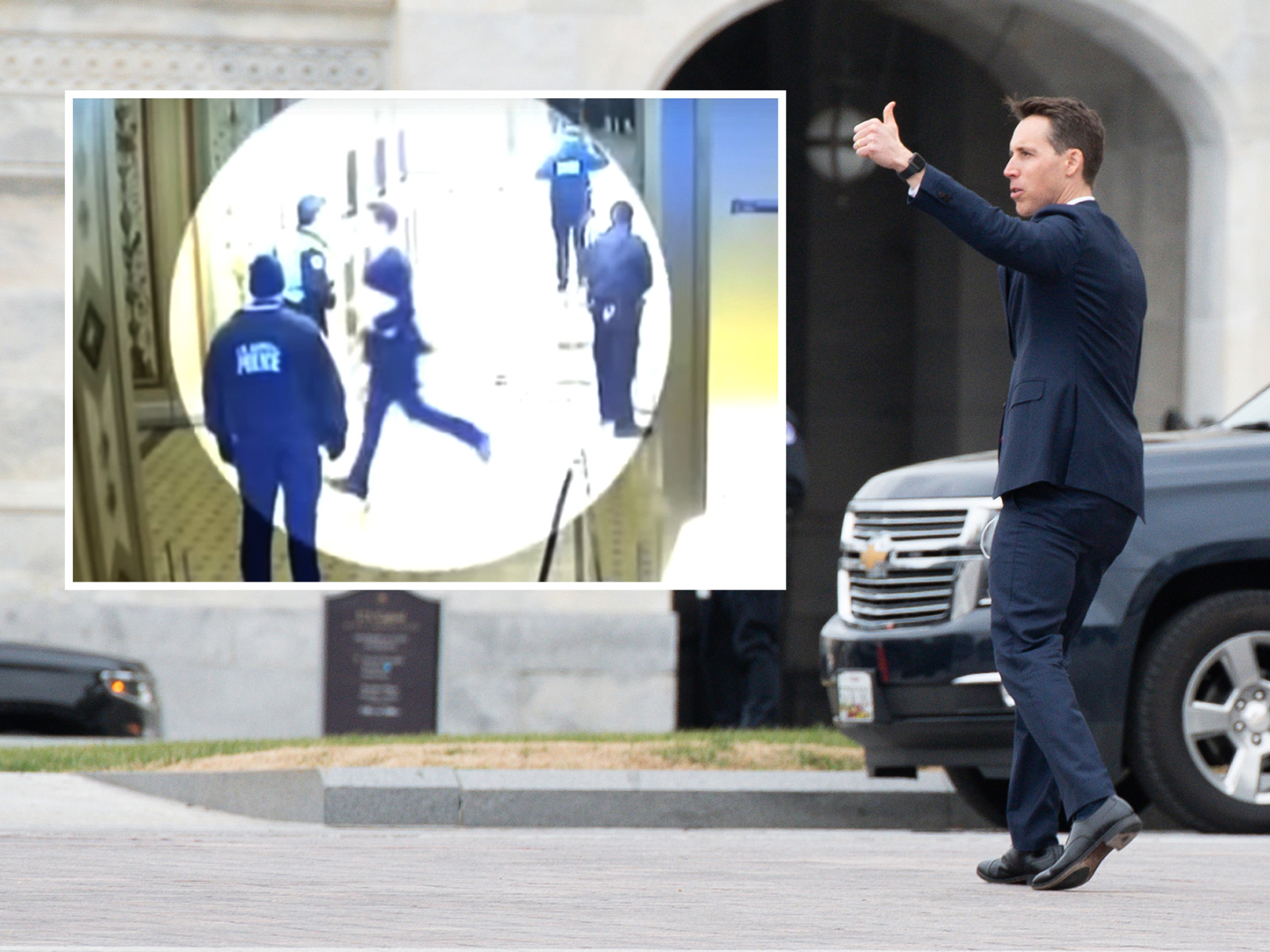 Video of Josh Hawley Running Away From Capitol Mob Sparks Mockery and Memes