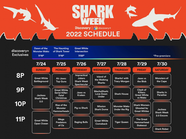 Shark Week 2022 schedule