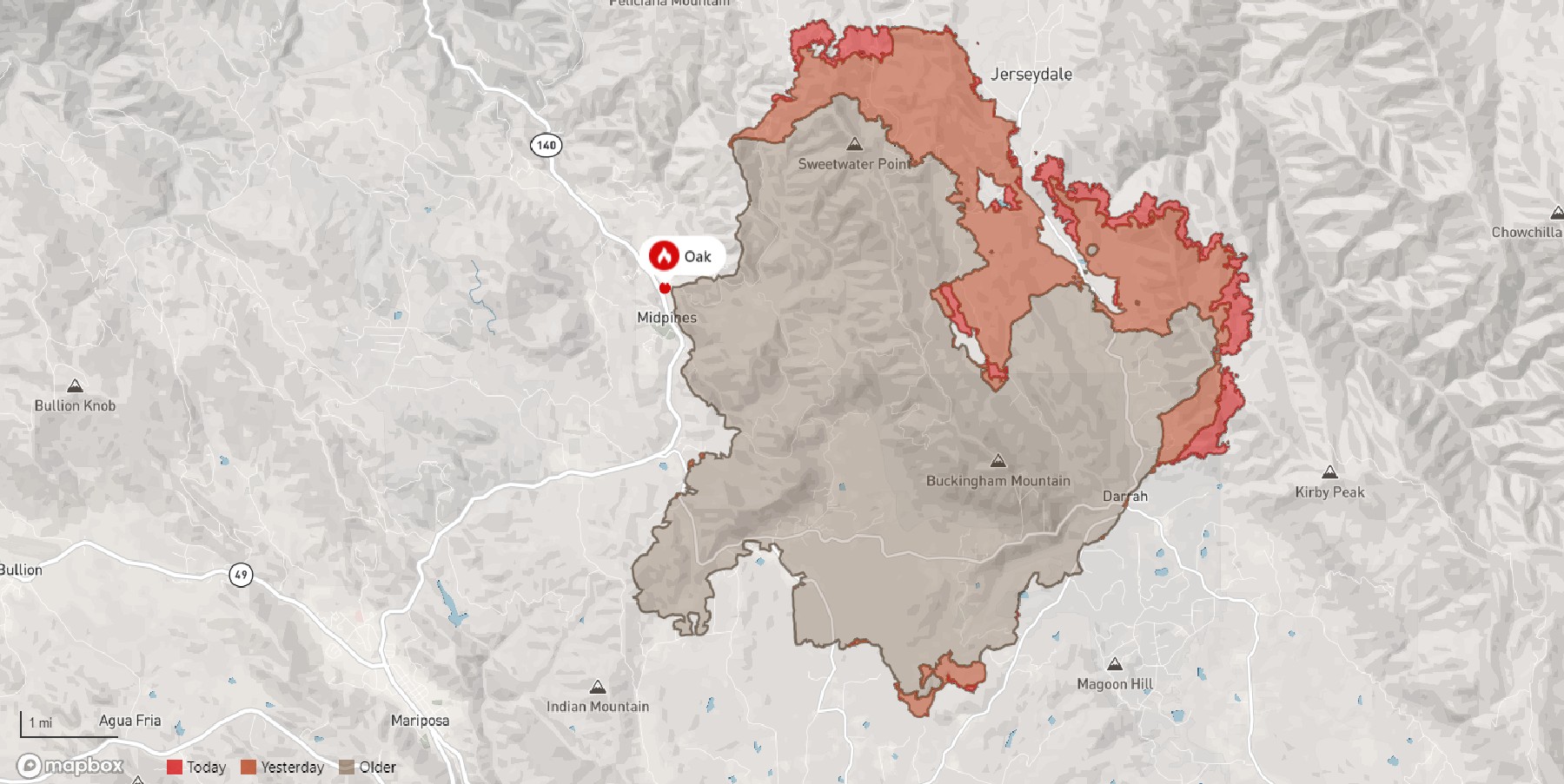 California Fire Map, Updates as Oak Fire Rages by Yosemite National Park