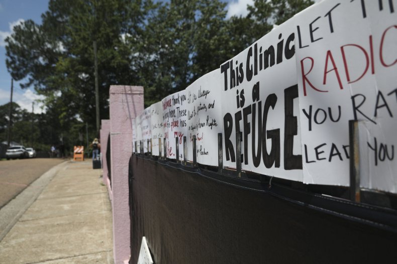 Signs by abortion rights activists