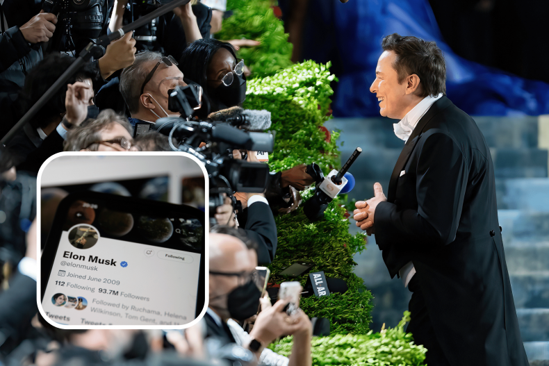 Elon Musk speaking to media