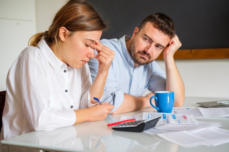 Couple looking through finances