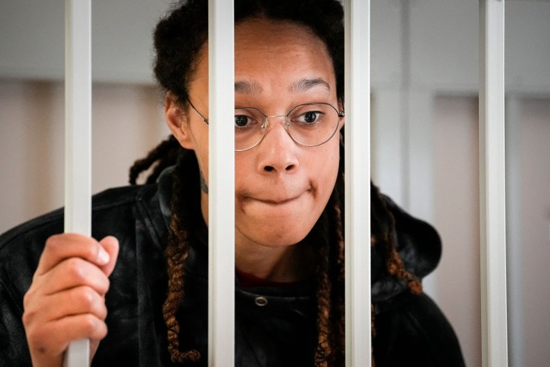 Brittney Griner inside defendants' cage 